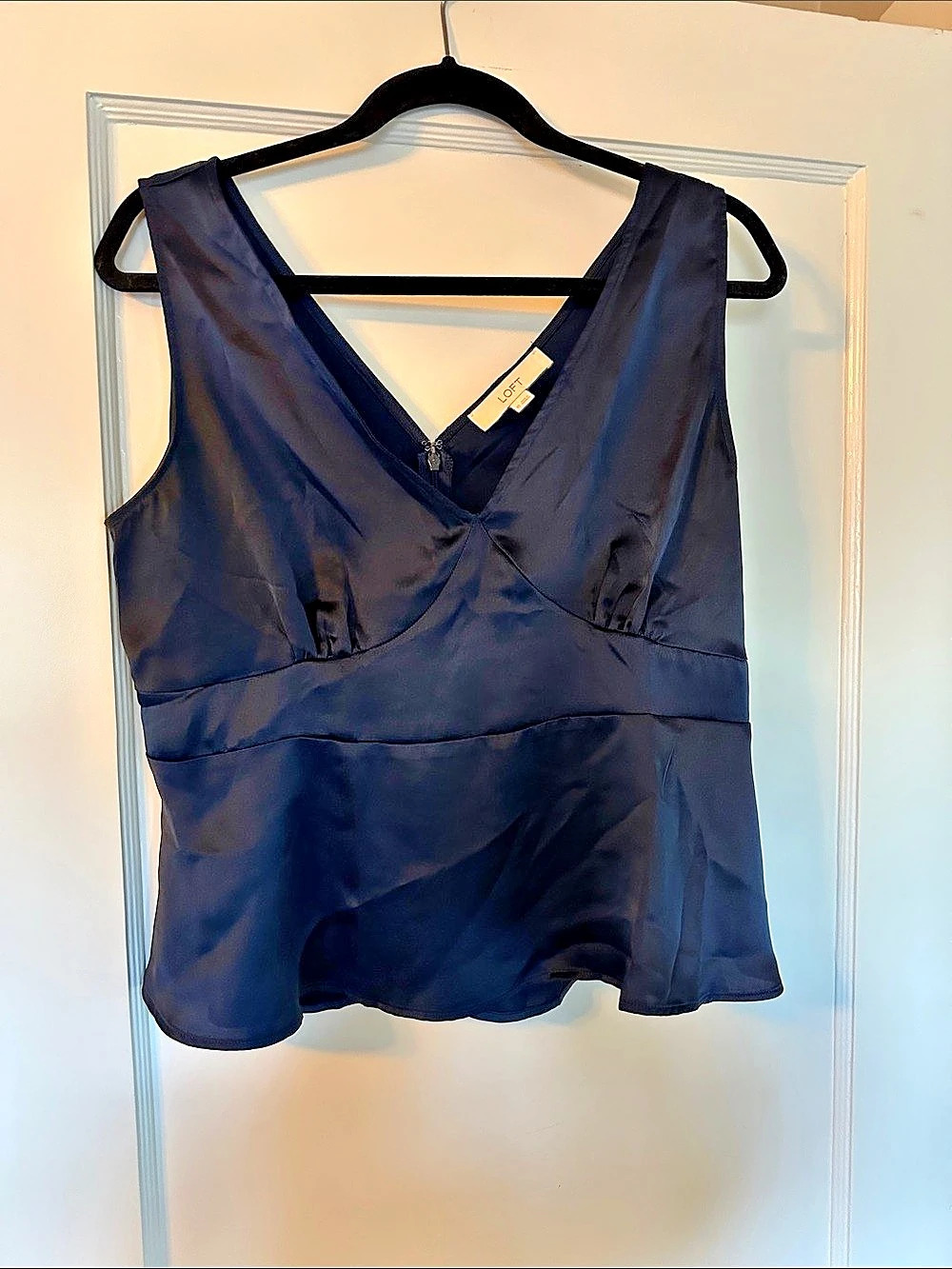 LOFT V-Neck Blouse in Blue Size 10